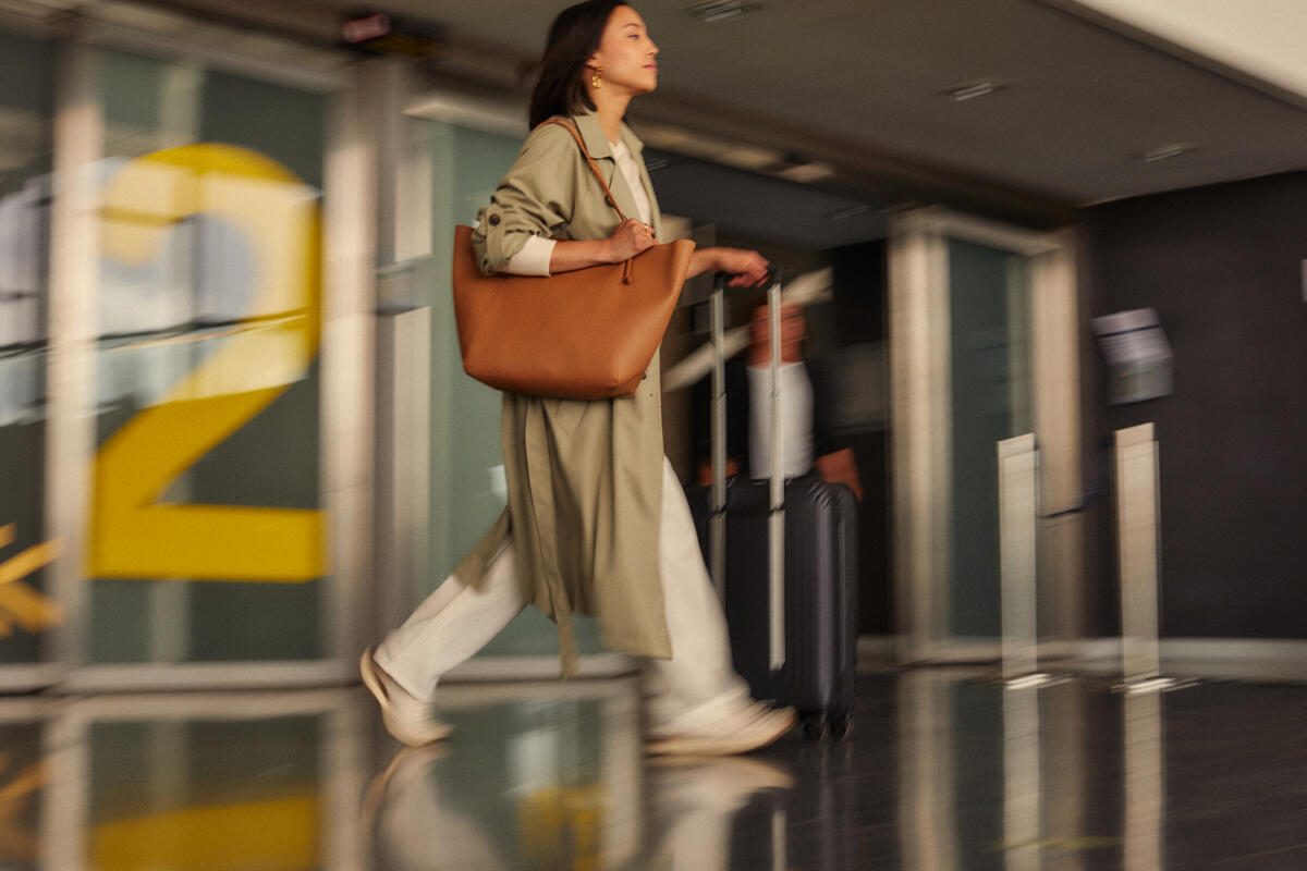 Traveler moving through a terminal